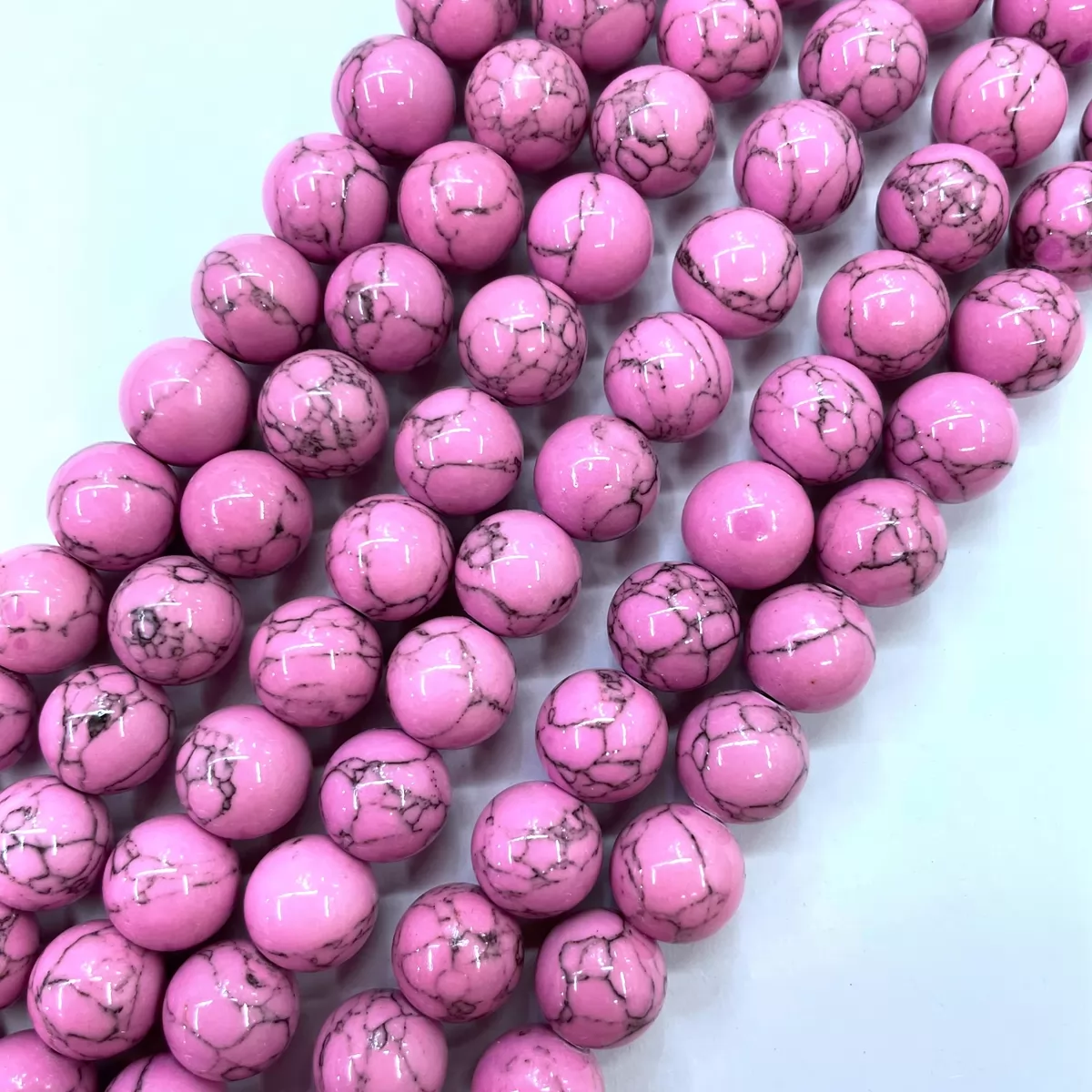 Synthetic Turquoise, Plain Round, Approx 4mm-14mm, Approx 380mm, Pink