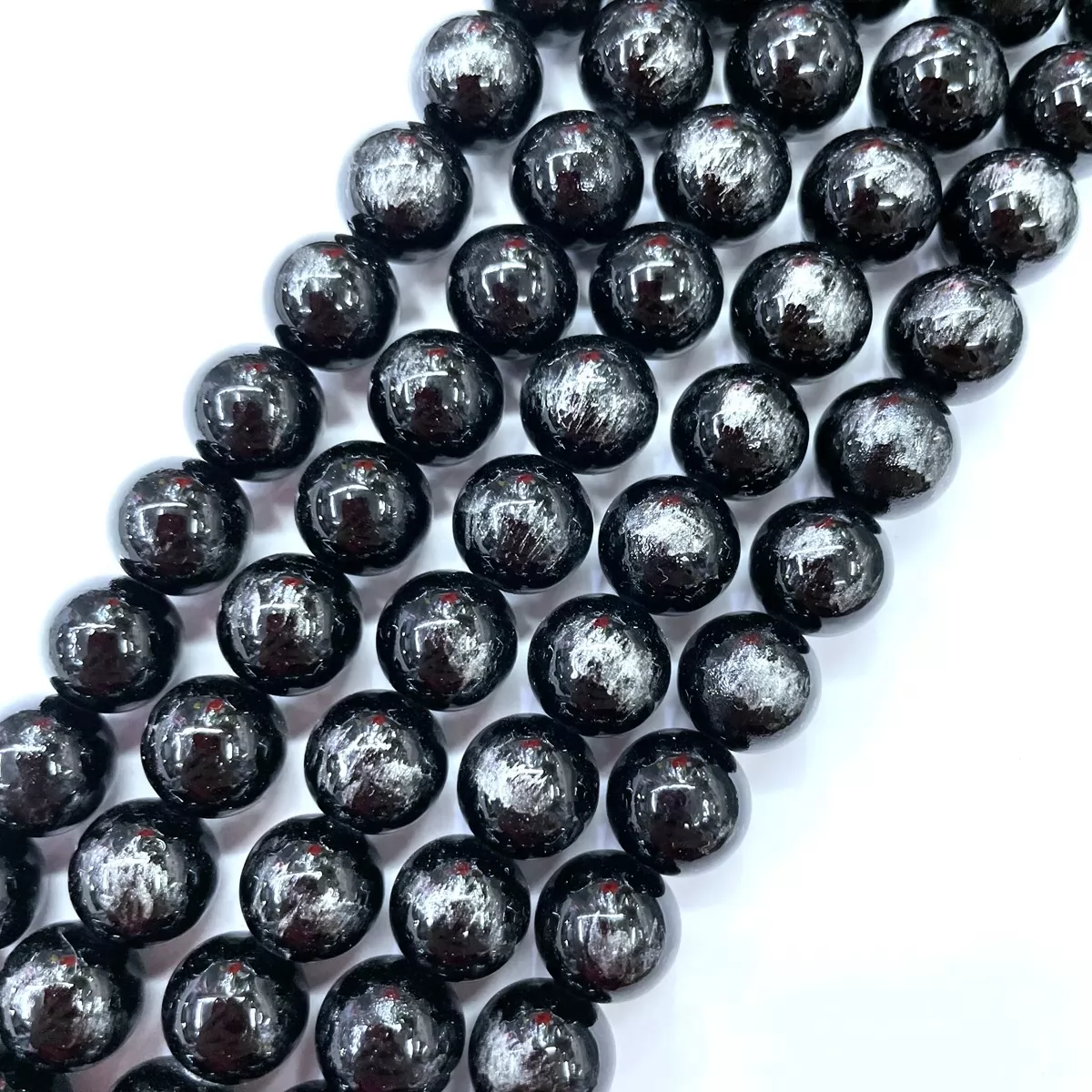 Manshan Jade Silver Plated Dyed, Plain Round, Approx 4mm-12mm, Approx 380mm, Black