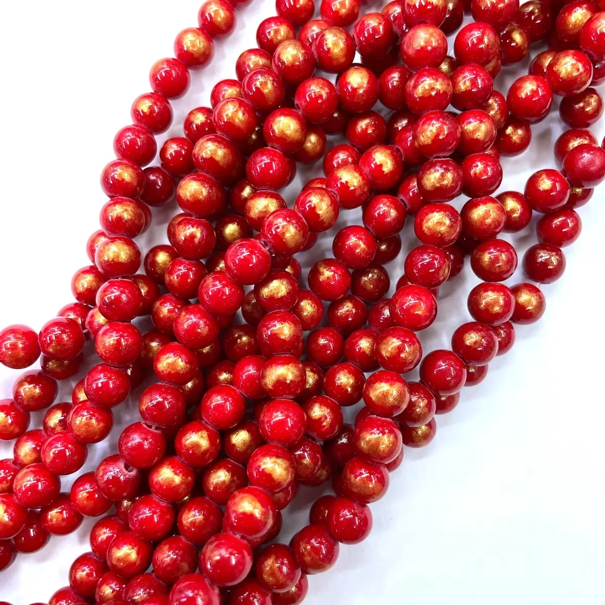 Manshan Jade Gold Plated Dyed, Plain Round, Approx 4mm-12mm, Approx 380mm, Red