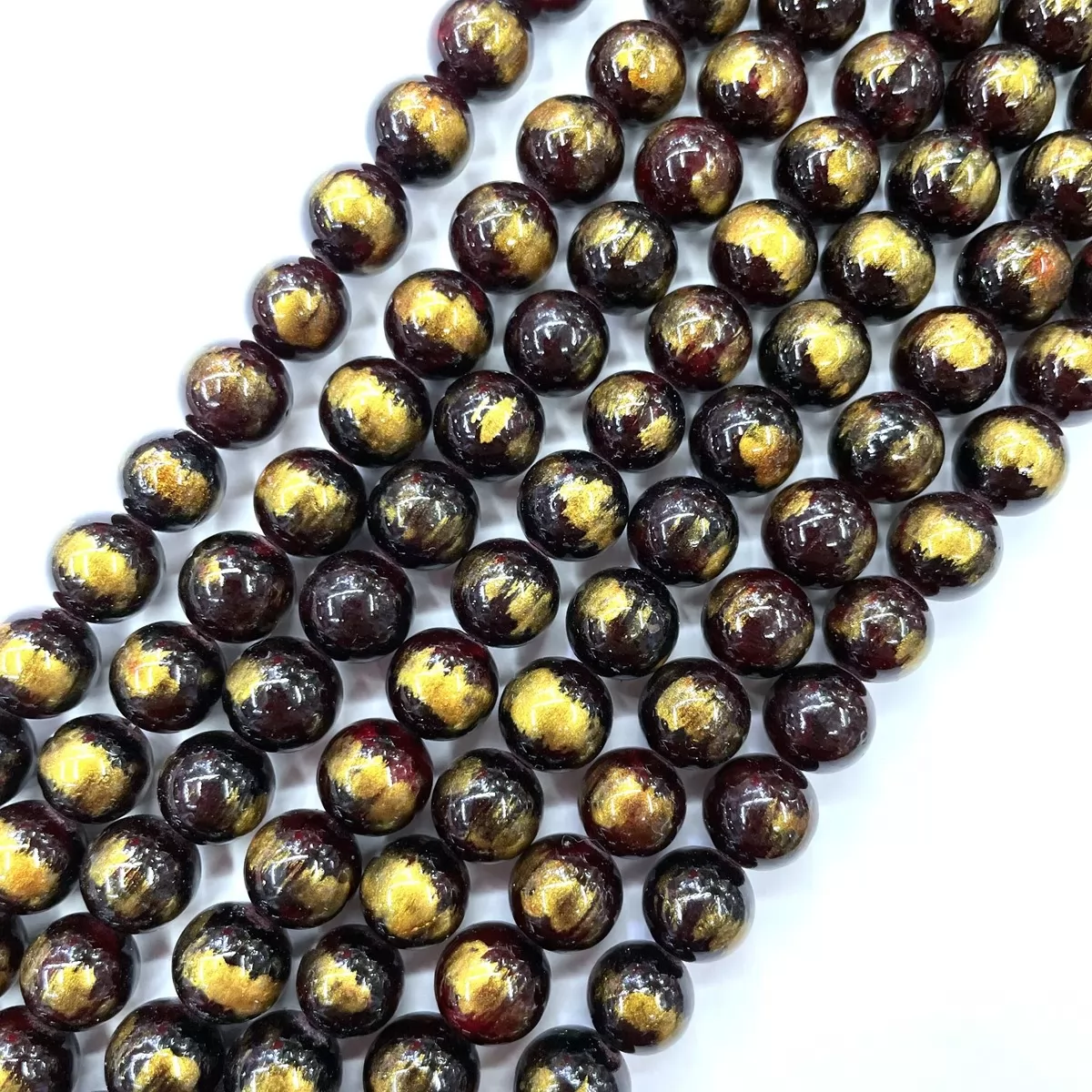 Manshan Jade Gold Plated Dyed, Plain Round, Approx 4mm-12mm, Approx 380mm, Black
