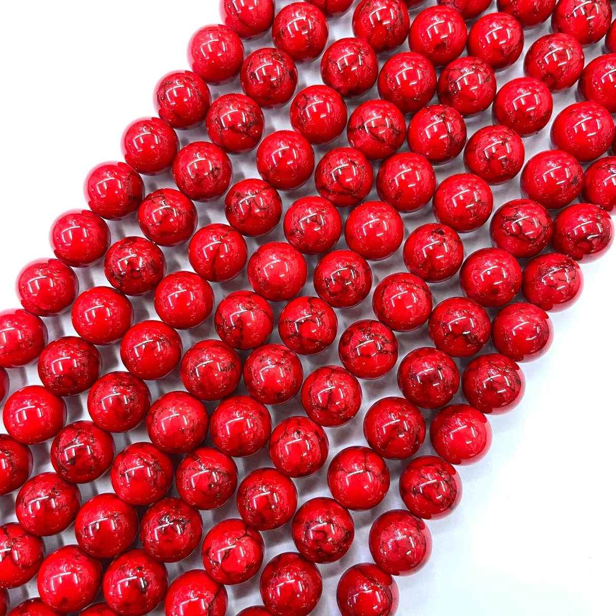 Synthetic Turquoise, Plain Round, Approx 4mm-14mm, Approx 380mm, Red