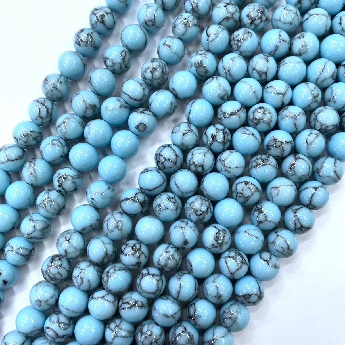 Synthetic Turquoise, Plain Round, Approx 4mm-14mm, Approx 380mm, Sky Blue