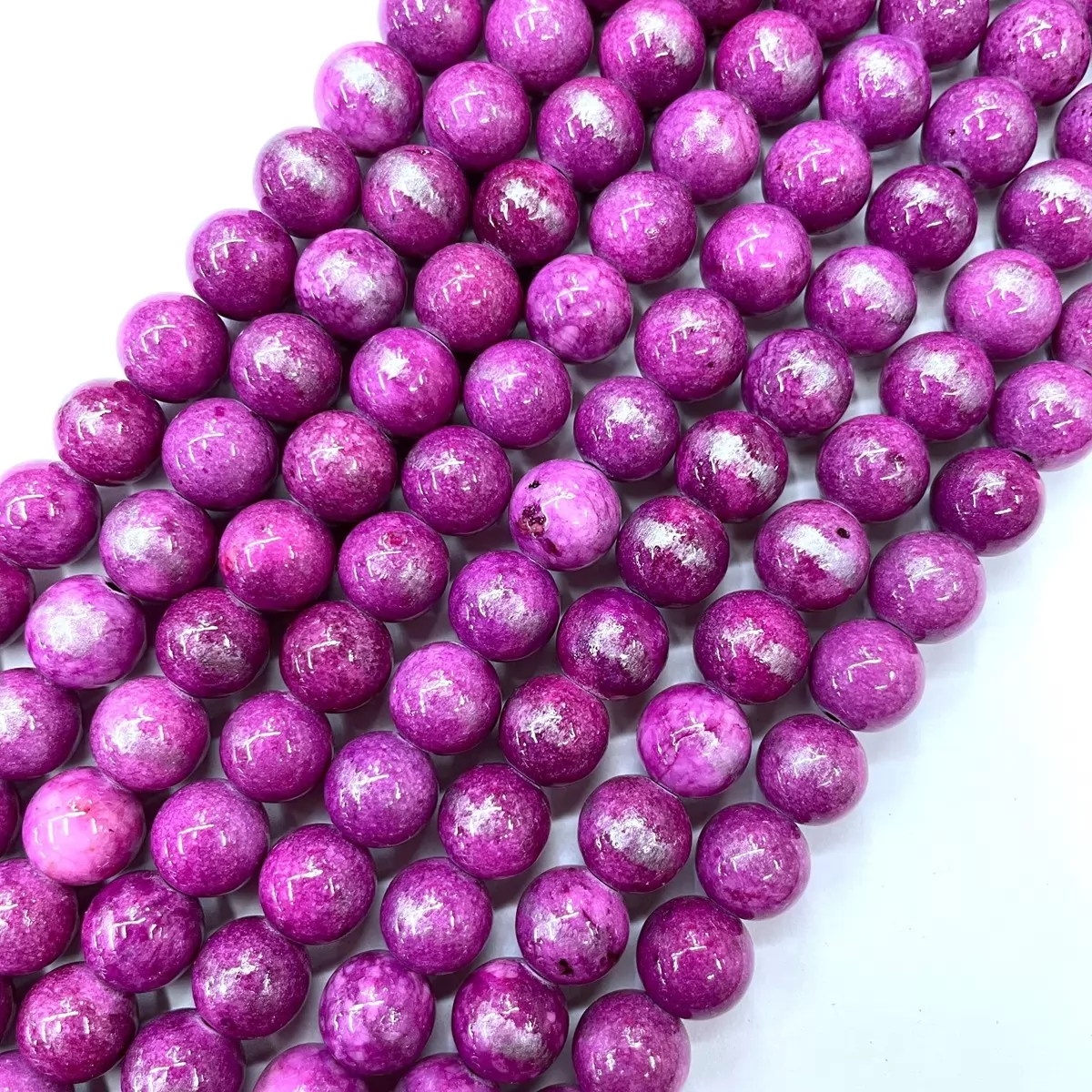 Manshan Jade Silver Plated Dyed, Plain Round, Approx 4mm-12mm, Approx 380mm,Rose Pink