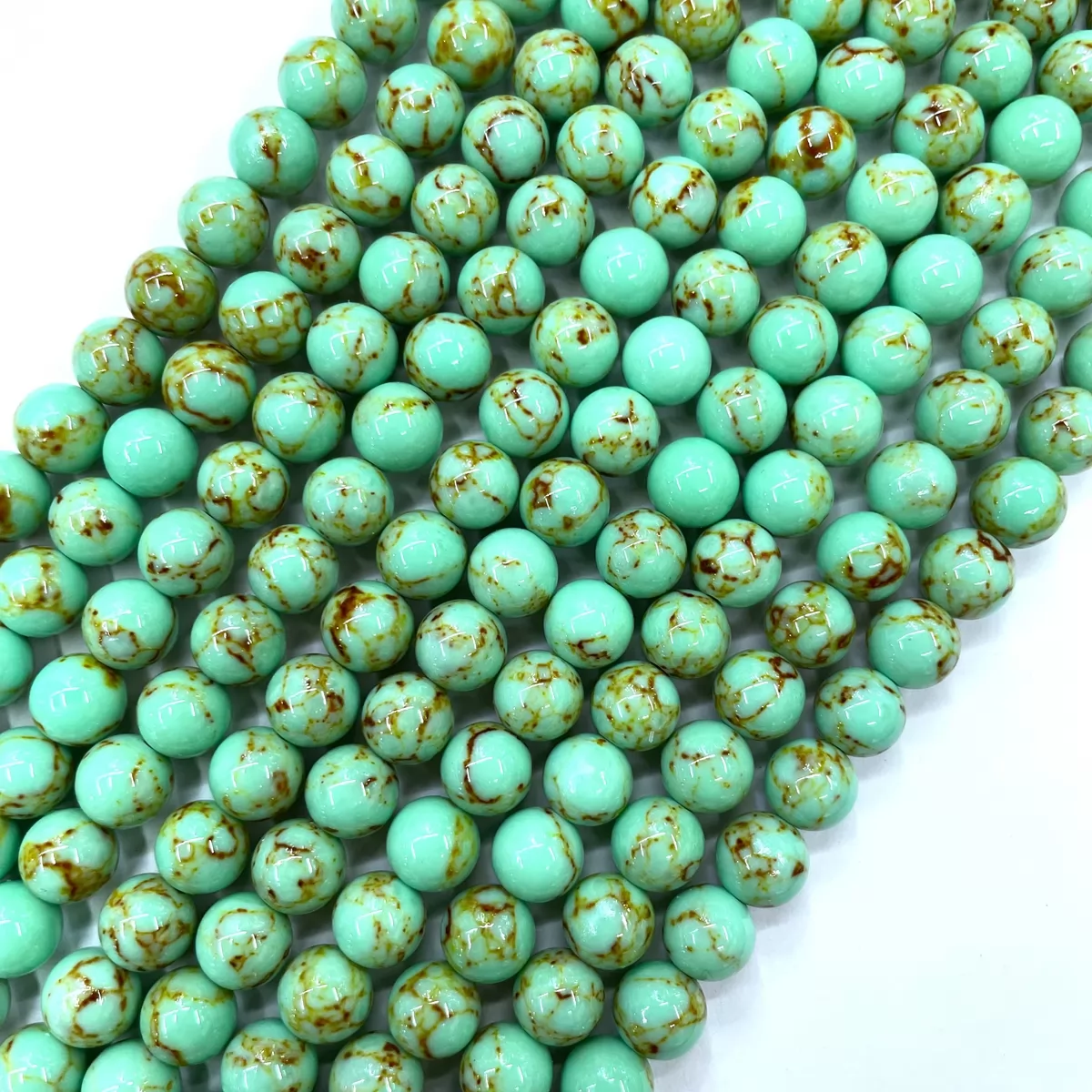 Synthetic Turquoise, Plain Round, Approx 4mm-14mm, Approx 380mm, Green Yellow