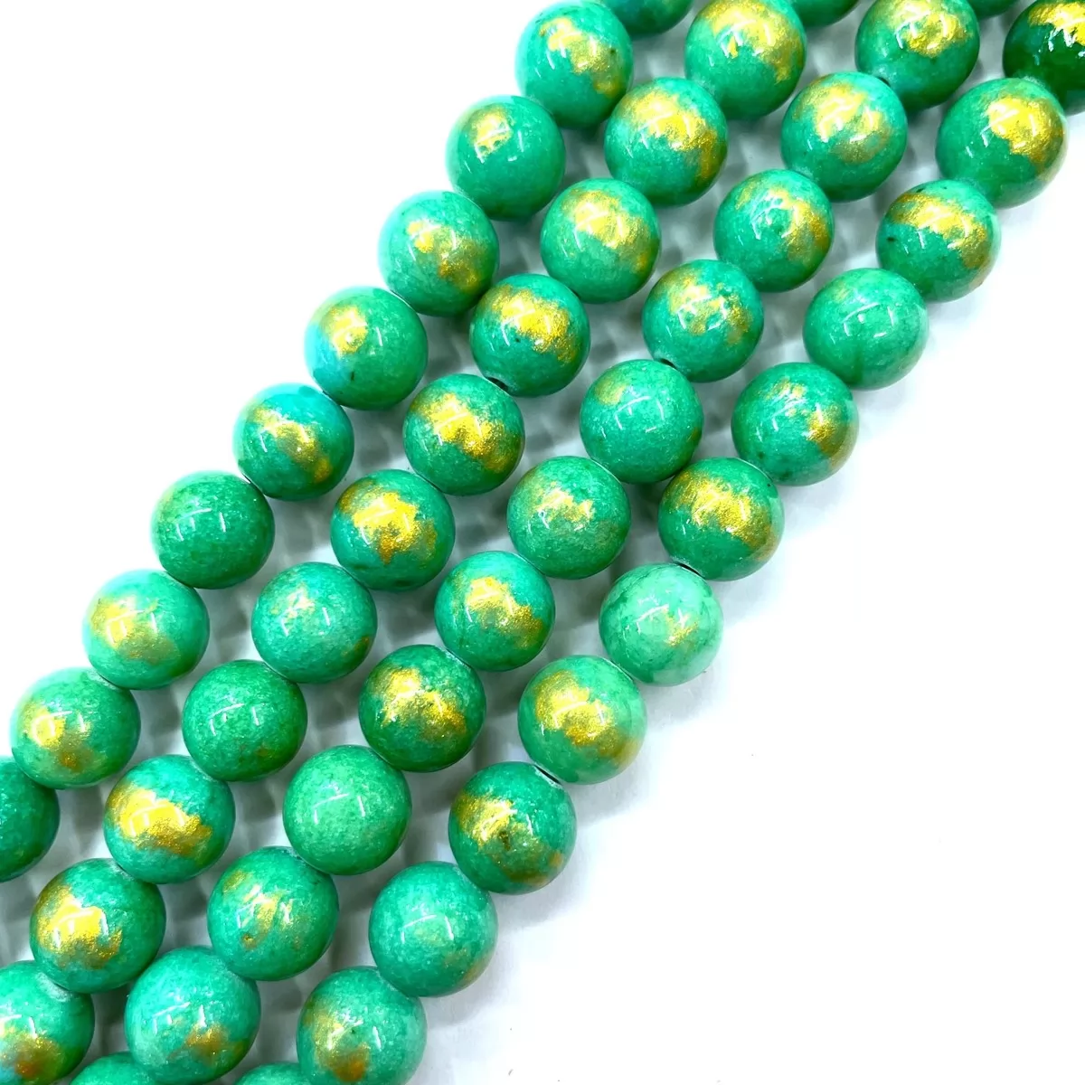 Manshan Jade Gold Plated Dyed, Plain Round, Approx 4mm-12mm, Approx 380mm, Dark Green