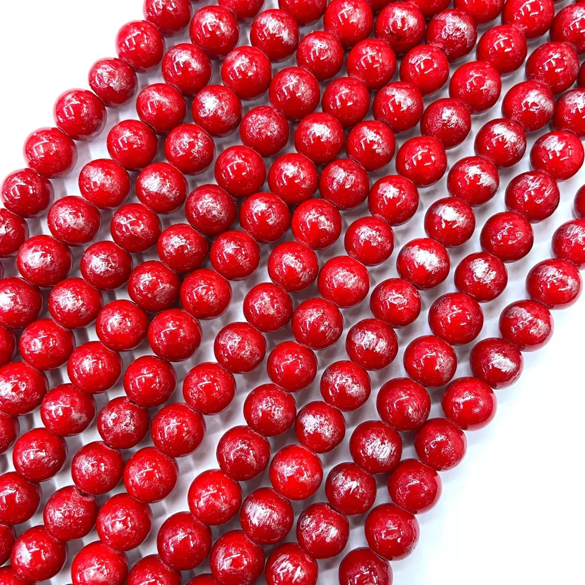Manshan Jade Silver Plated Dyed, Plain Round, Approx 4mm-12mm, Approx 380mm, Coral Red