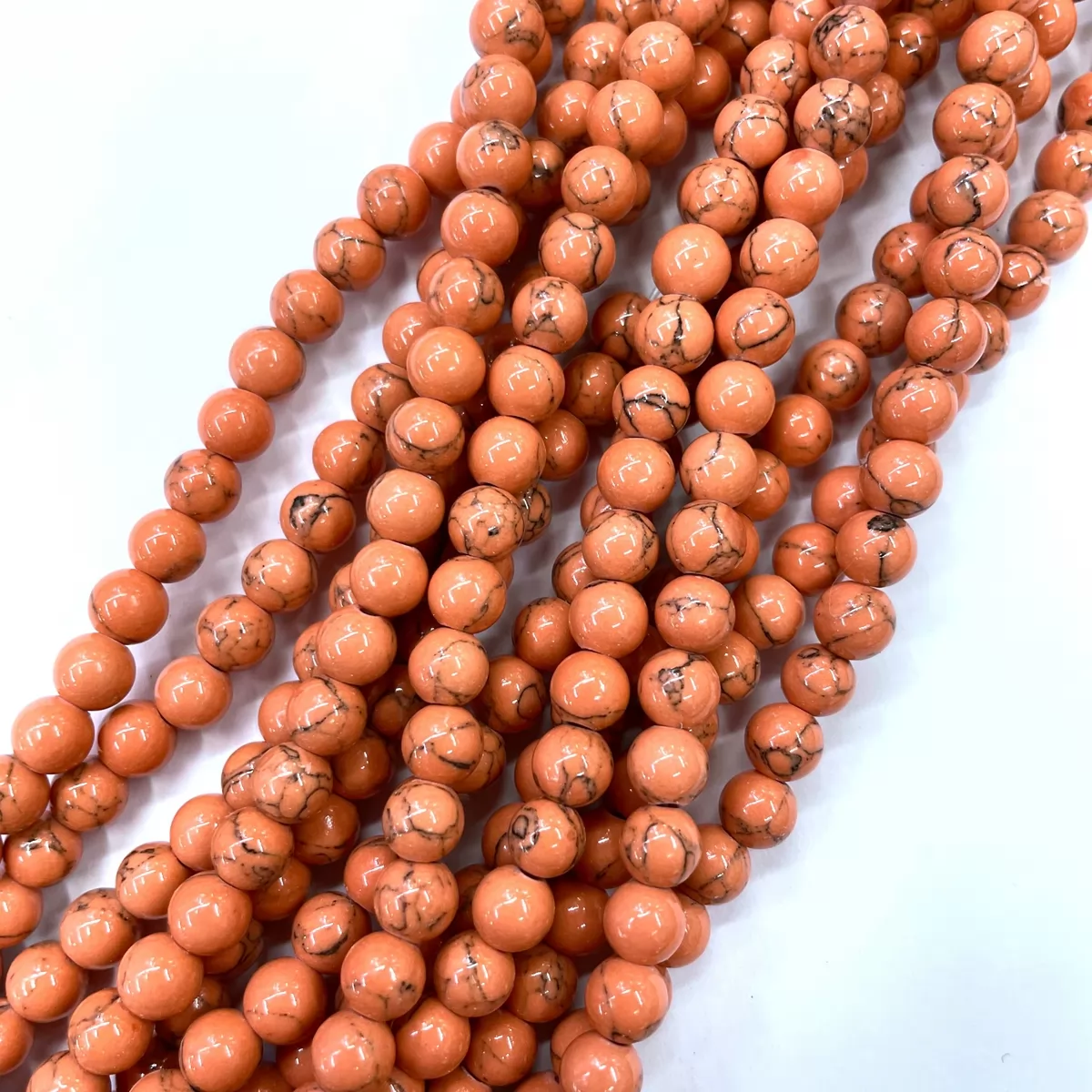 Synthetic Turquoise, Plain Round, Approx 4mm-14mm, Approx 380mm, Orange