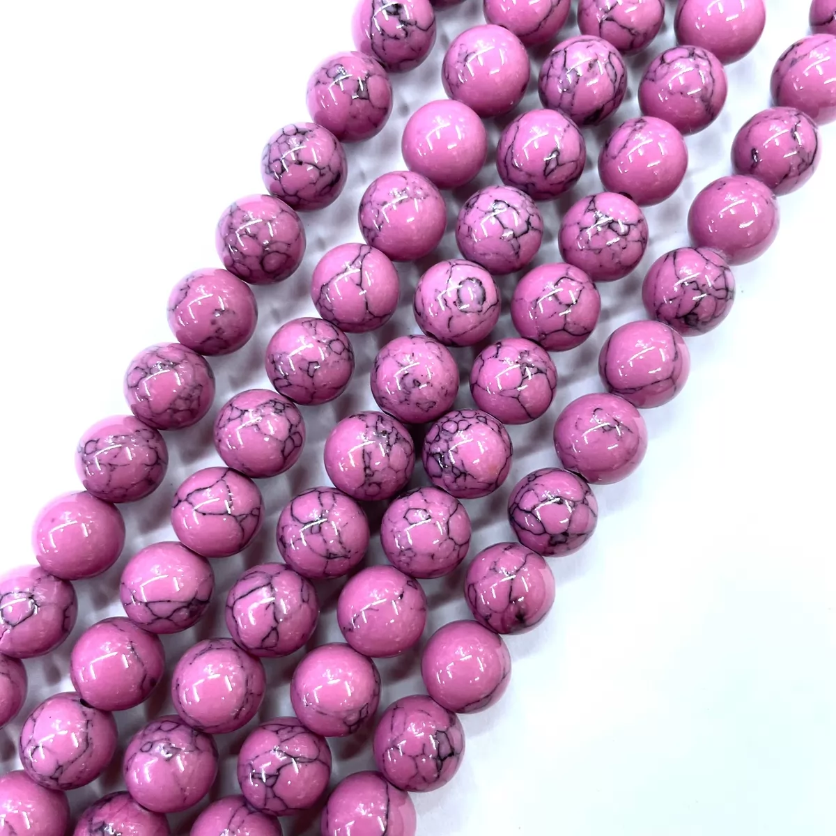 Synthetic Turquoise, Plain Round, Approx 4mm-14mm, Approx 380mm, Dark Pink