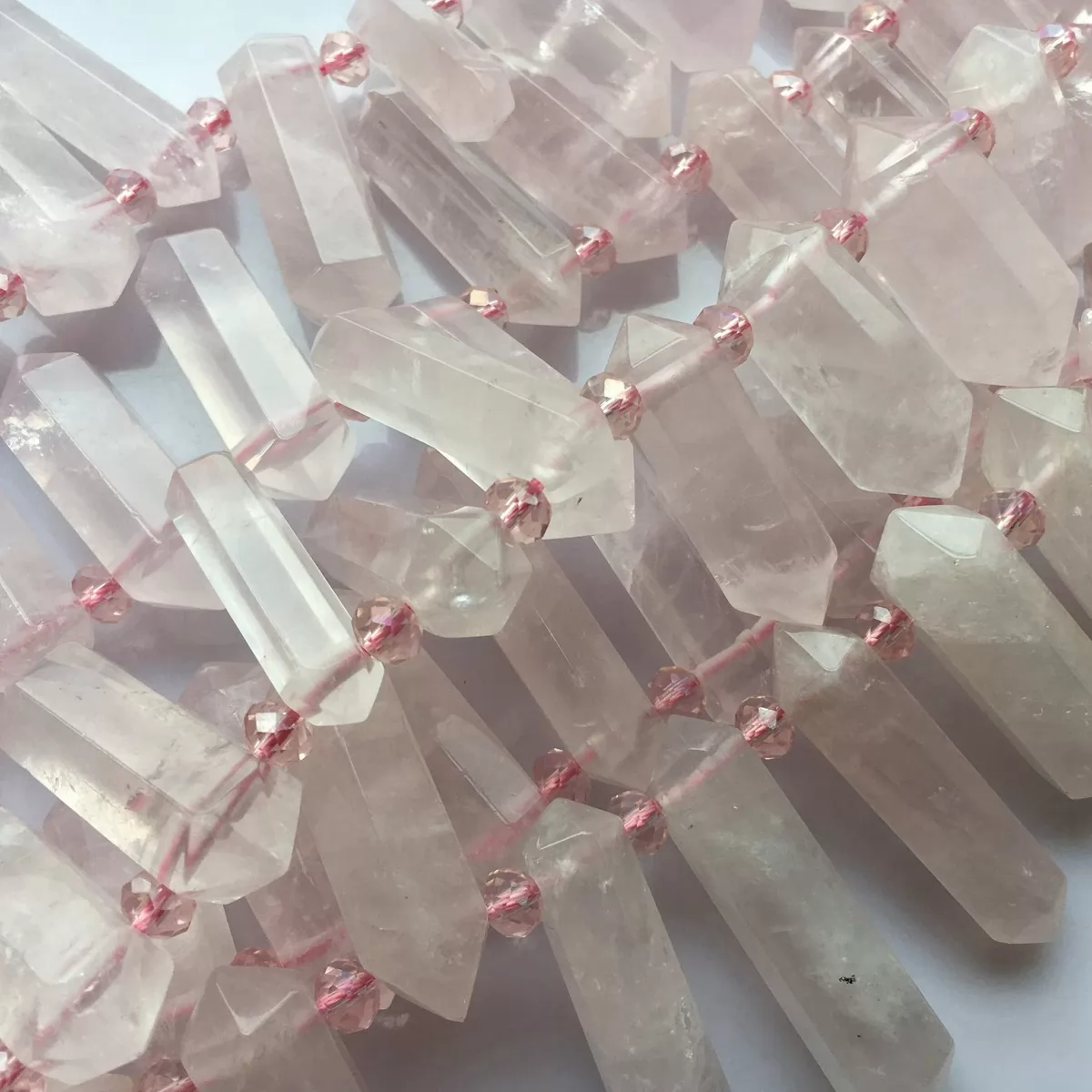 Rose Quartz, Graduated Top side drilled point , Approx 8-10mm x 30-40mm, Approx 25pcs