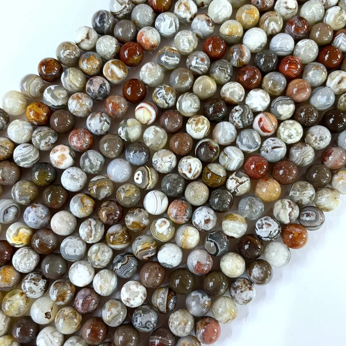 Mexican Agate, Plain Round, Approx 6mm-12mm, Approx 380mm