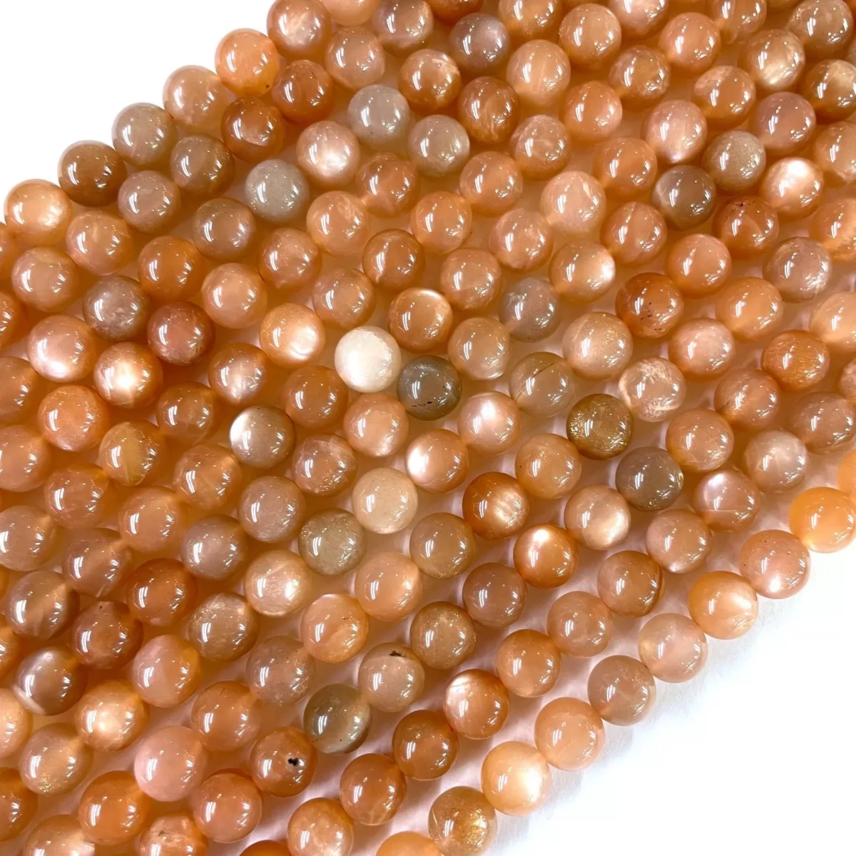 Peach Moonstone A, Plain Round, Approx 6mm-12mm, Approx 380mm