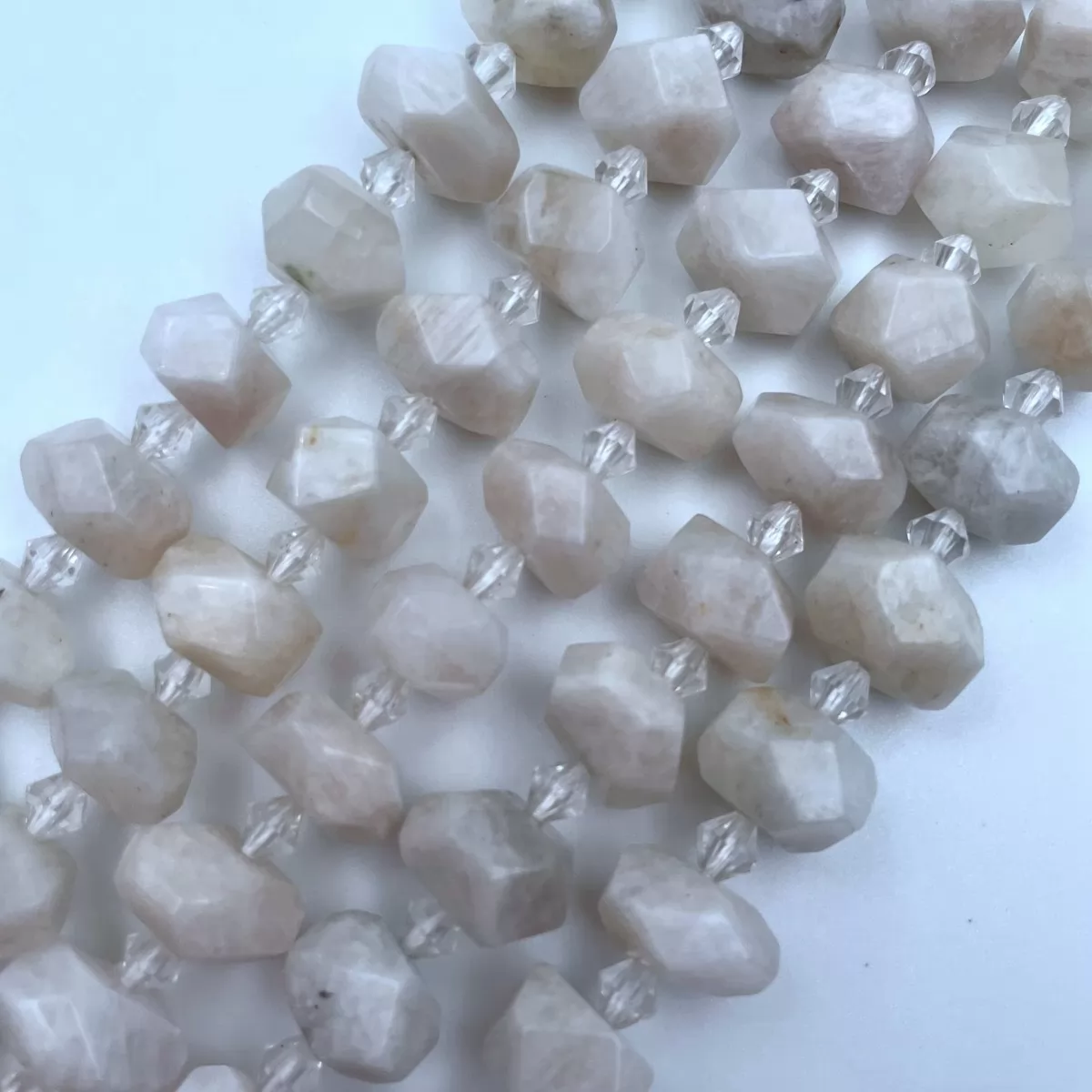 White Moonstone, Cross Drilled Nugget, Approx 10-12mm x 13-15mm, Approx 389mm