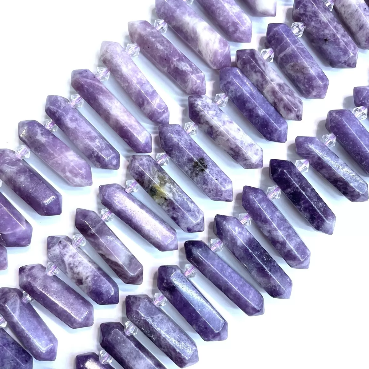 Dark Lepidolite, Graduated Top side drilled point , Approx 8-10mm x 30-40mm, Approx 25pcs