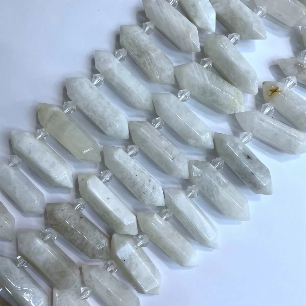 White Moonstone, Graduated Top side drilled point , Approx 8-10mm x 30-40mm, Approx 25pcs