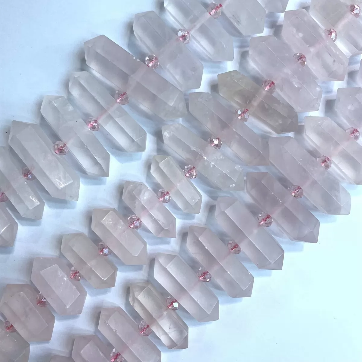 Rose Quartz, Graduated Middle side drilled point , Approx 8-10mm x 30-40mm, Approx 25pcs