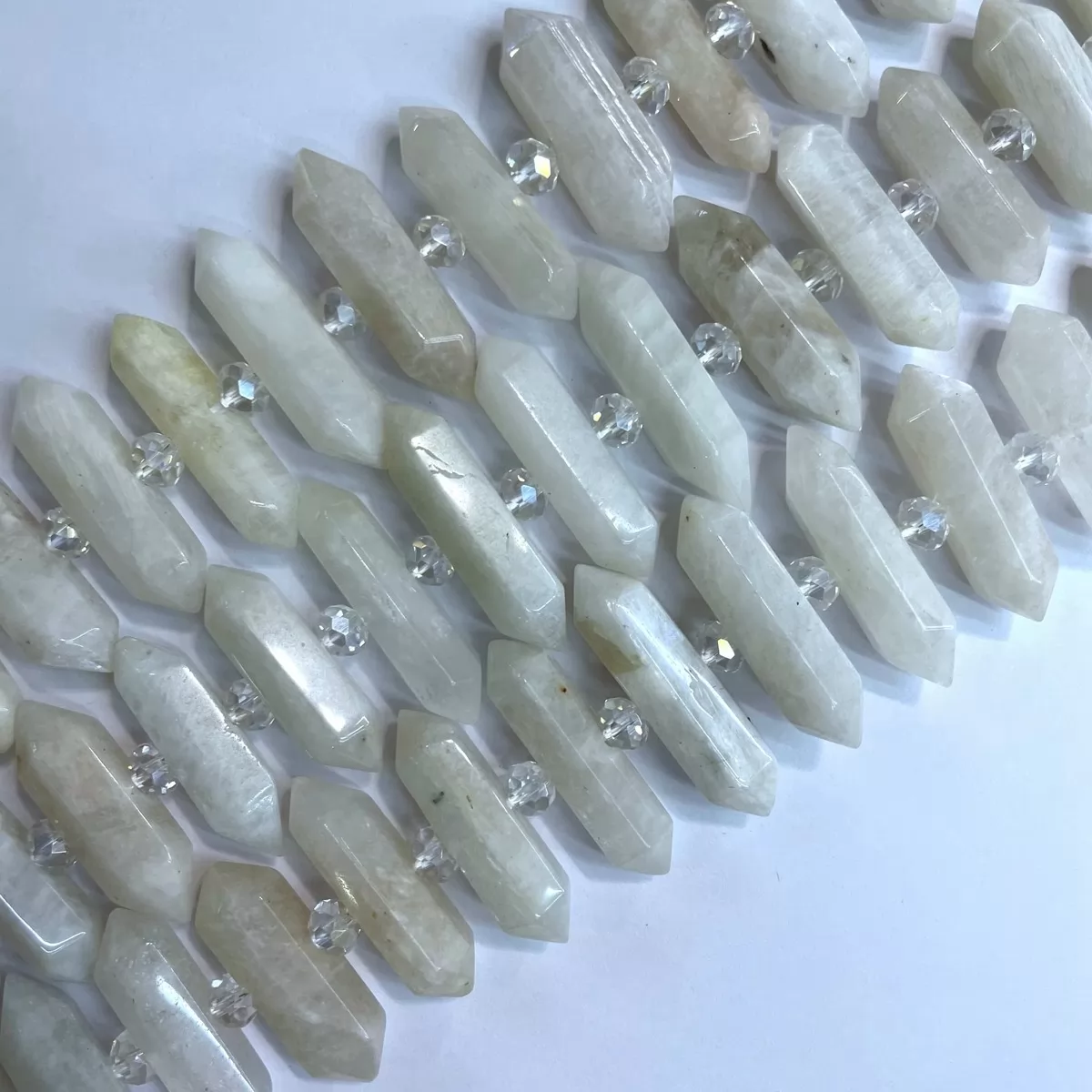 White Moonstone, Graduated Middle side drilled point , Approx 8-10mm x 30-40mm, Approx 25pcs