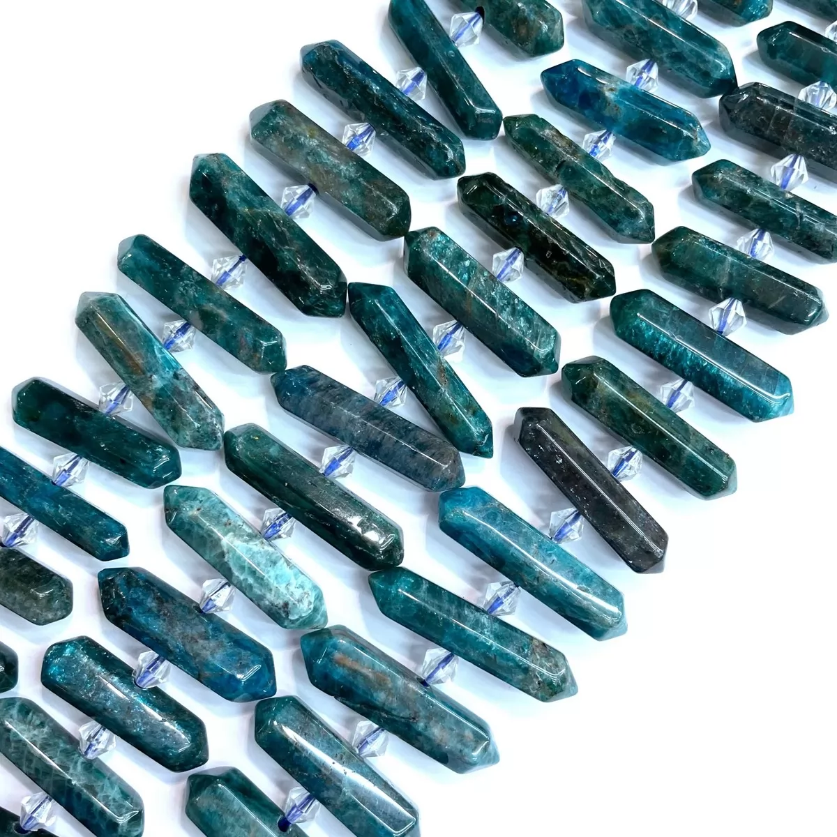 Apatite, Graduated Middle side drilled point , Approx 8-10mm x 30-40mm, Approx 25pcs