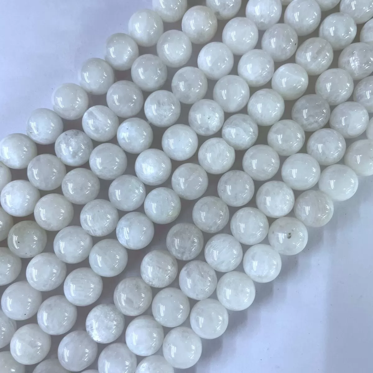 White Moonstone A, Plain Round, Approx 6mm-12mm, Approx 380mm