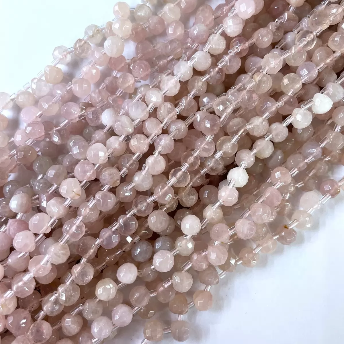 Rose Quartz, Faceted Briolette, 7mm, Approx 380mm