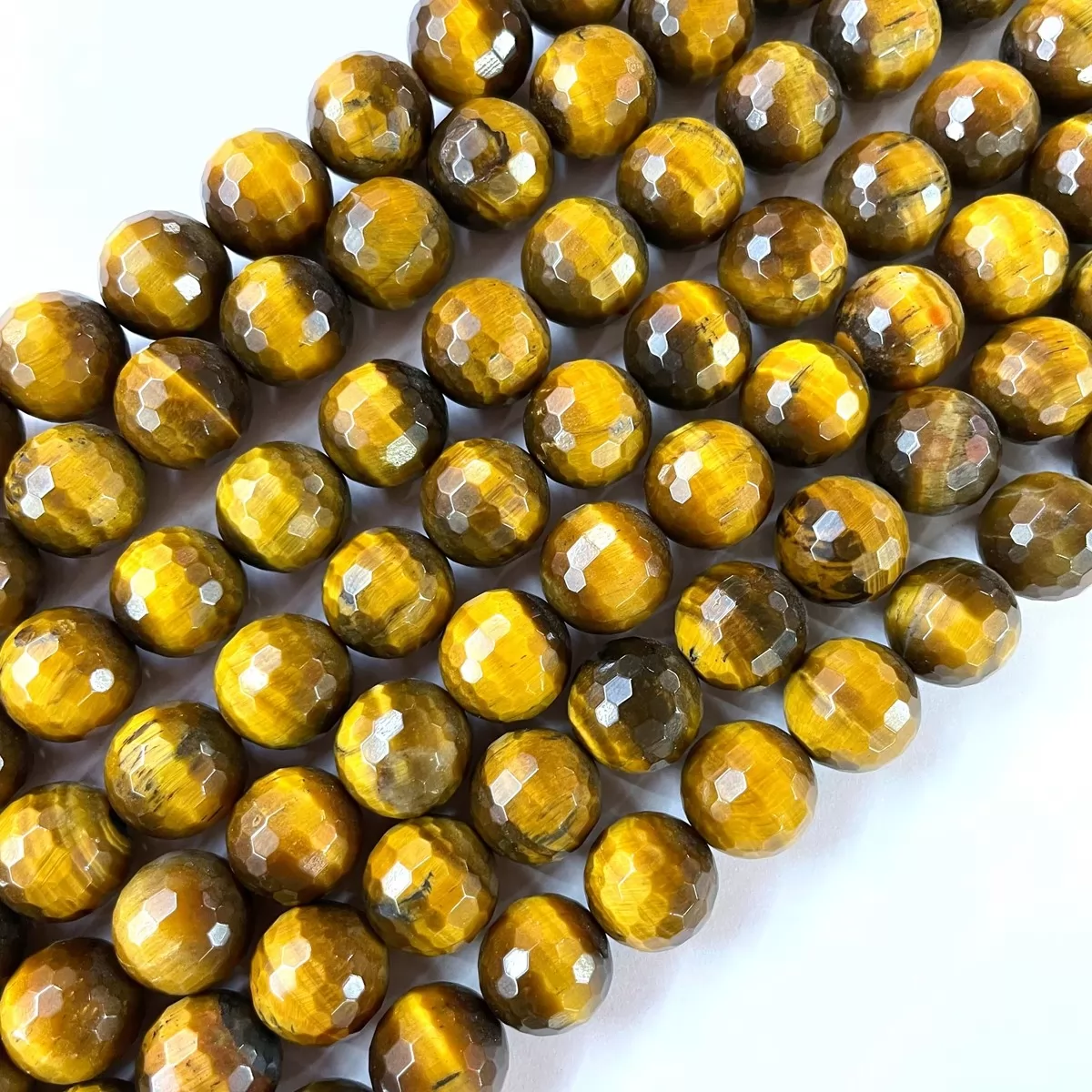 Yellow Tiger Eye, Faceted Round, Approx 4mm-12mm, Approx 380mm