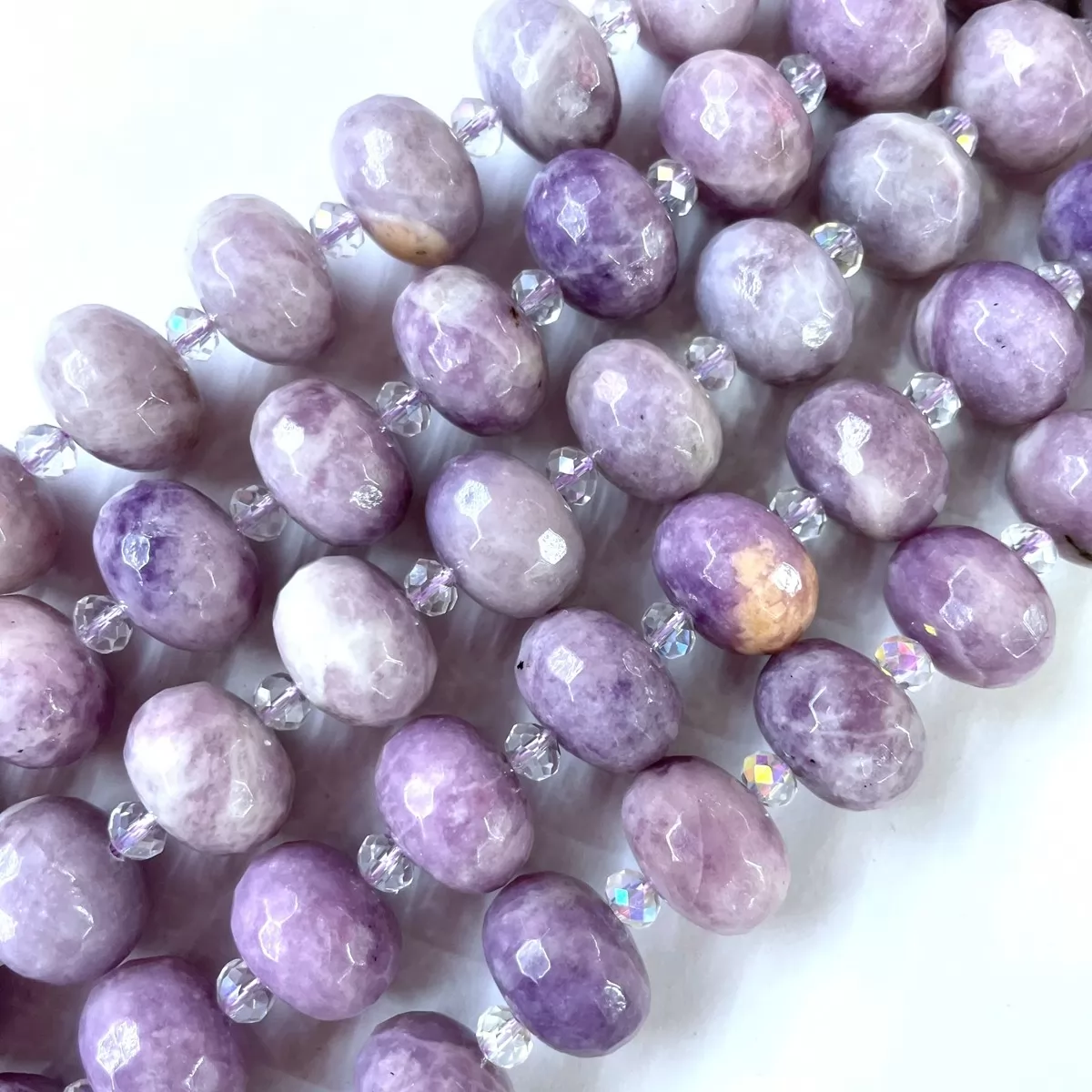 Lepidolite Purple, Faceted Rondelle,13x18mm, Approx 380mm