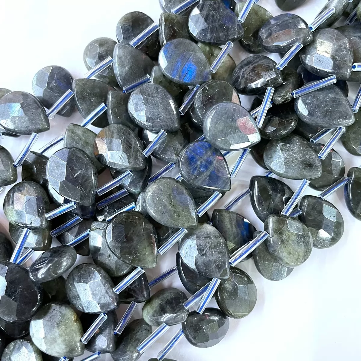 Labradorite, Faceted Drop, 13x18mm, Approx 380mm