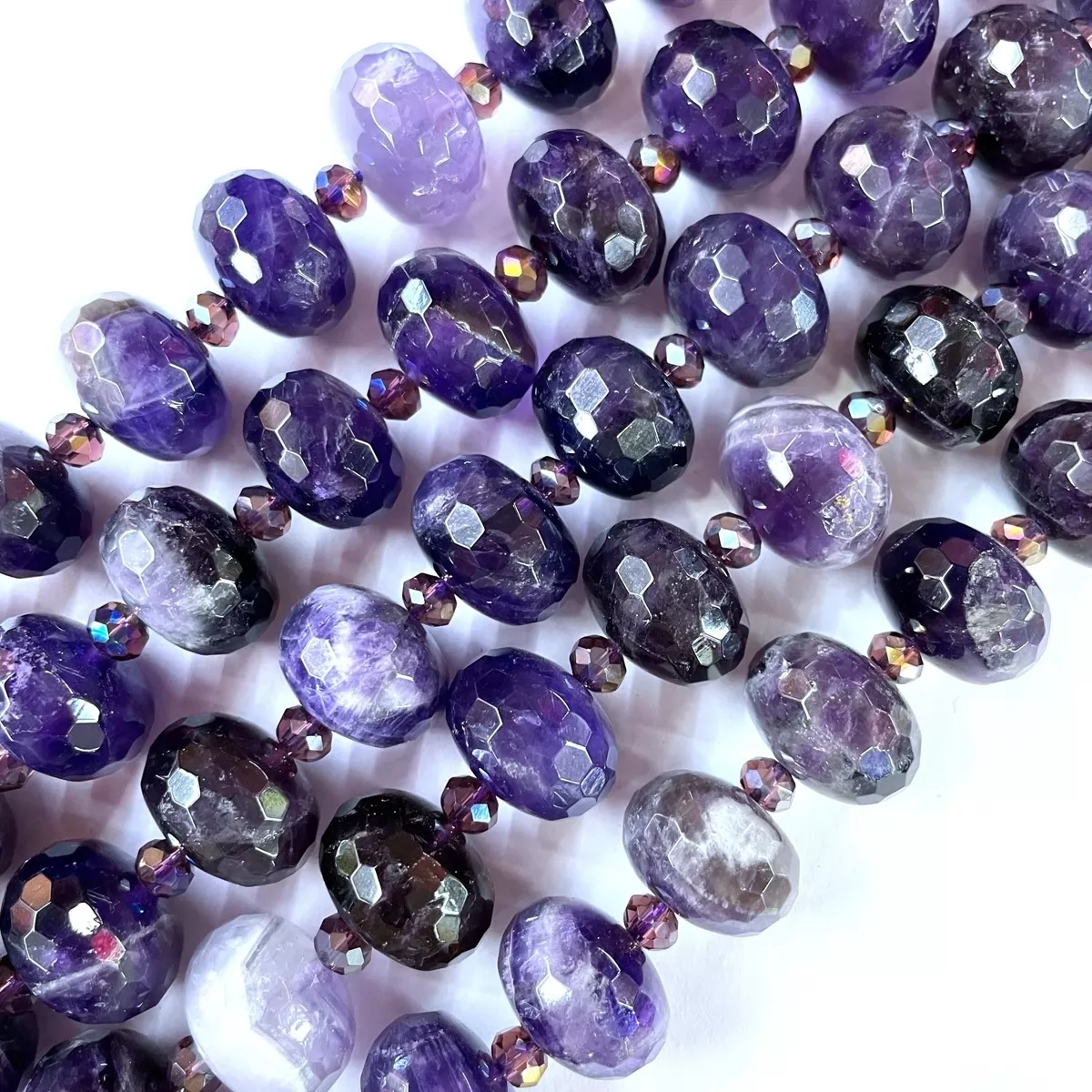 Chevon Amethyst, Faceted Rondelle,13x18mm, Approx 380mm