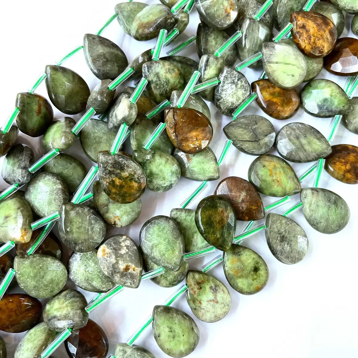 Green Opal, Faceted Drop, 13x18mm, Approx 380mm