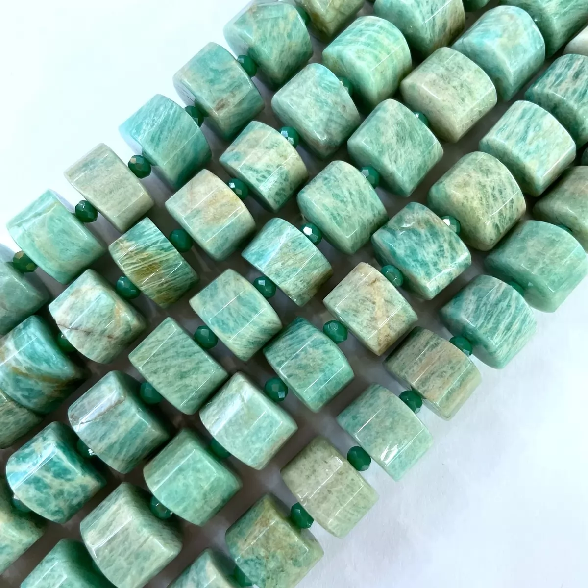 African Amazonite, Faceted Triangular Prism with Spacer,15mm, Approx 380mm