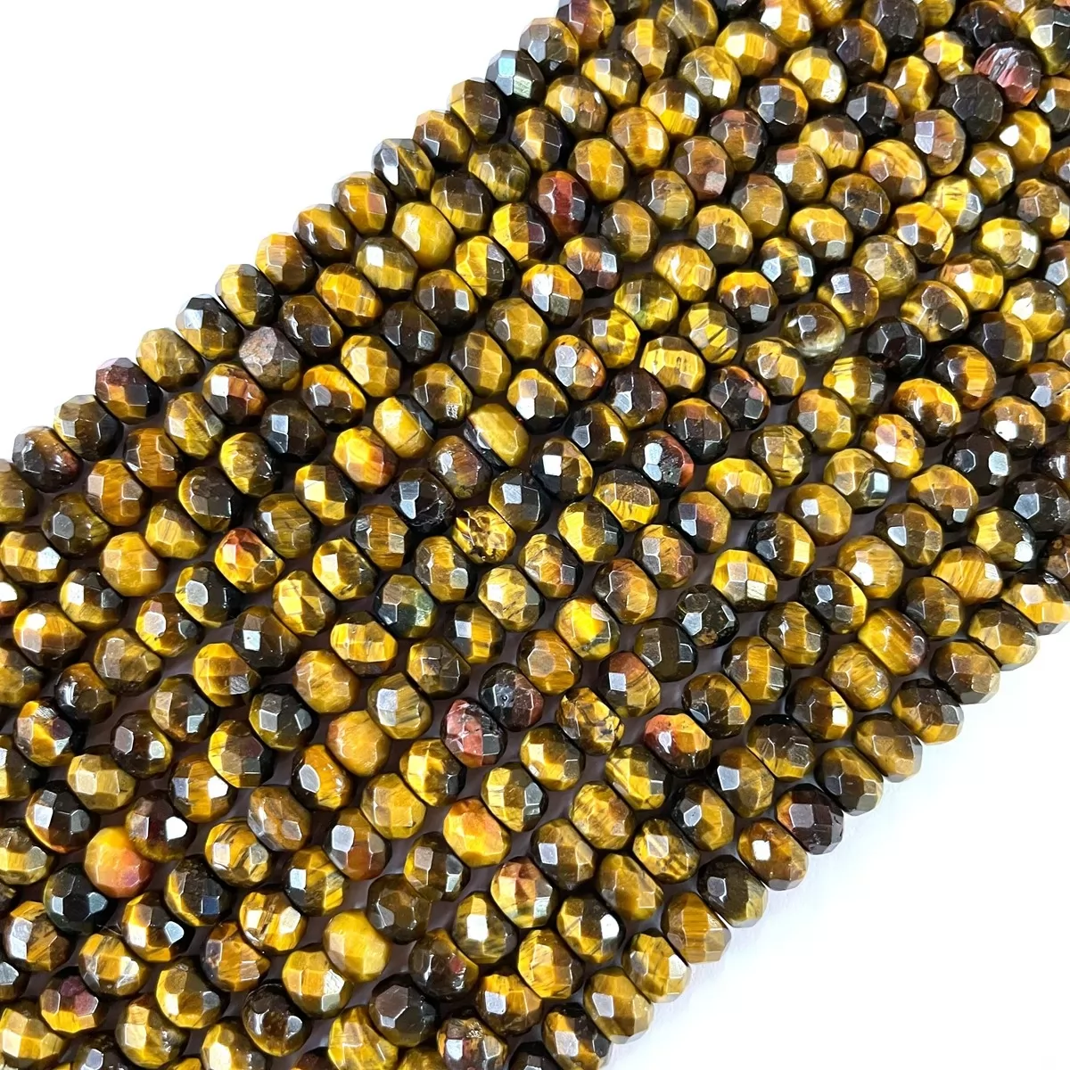 Yellow Tiger Eye, Faceted Rondelle,4x6mm, Approx 380mm