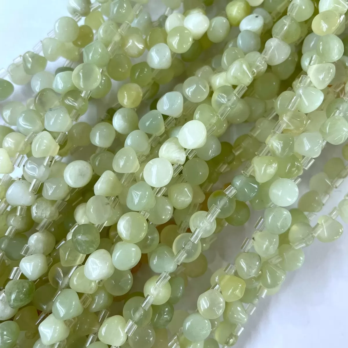 New Jade, Faceted Briolette, 7mm, Approx 380mm