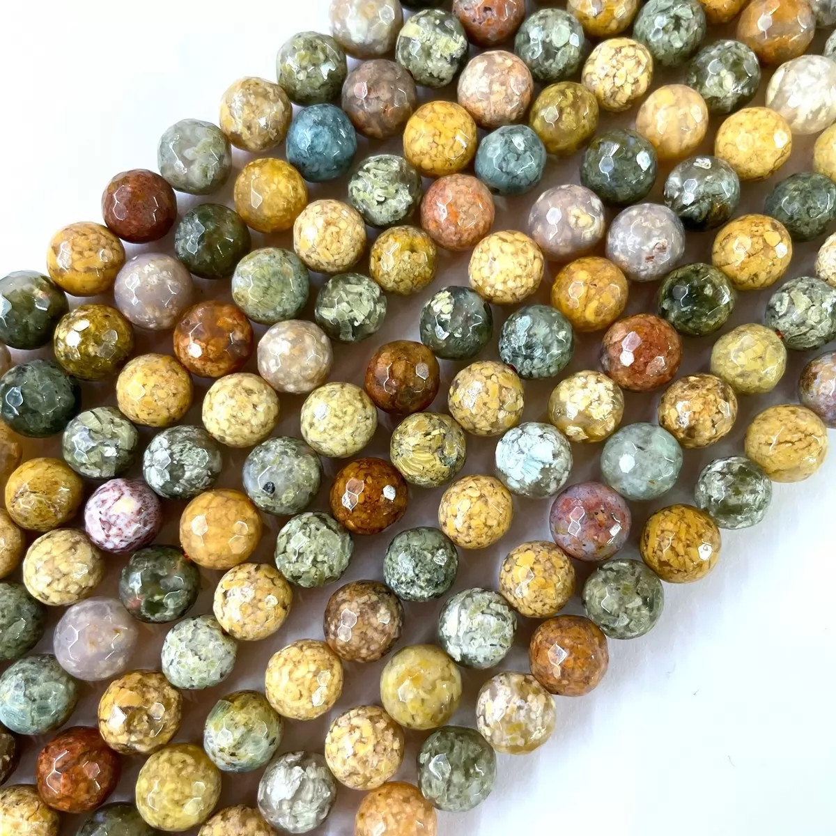 New Ocean Jasper, Faceted Round, Approx 4mm-12mm, Approx 380mm