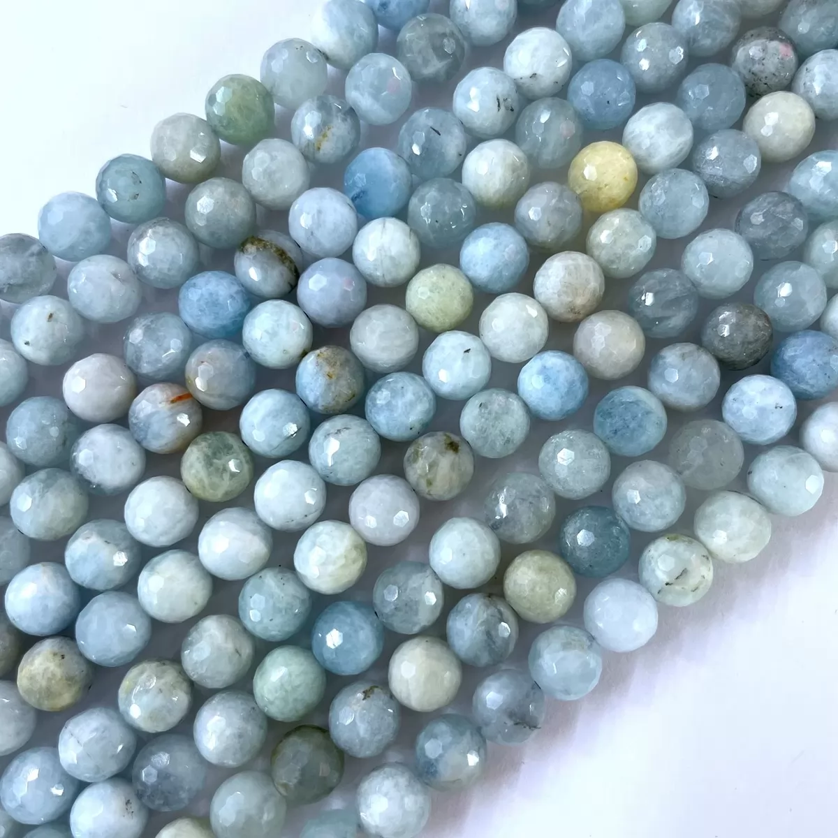 Aquamarine , Faceted Round, Approx 4mm-12mm, Approx 380mm