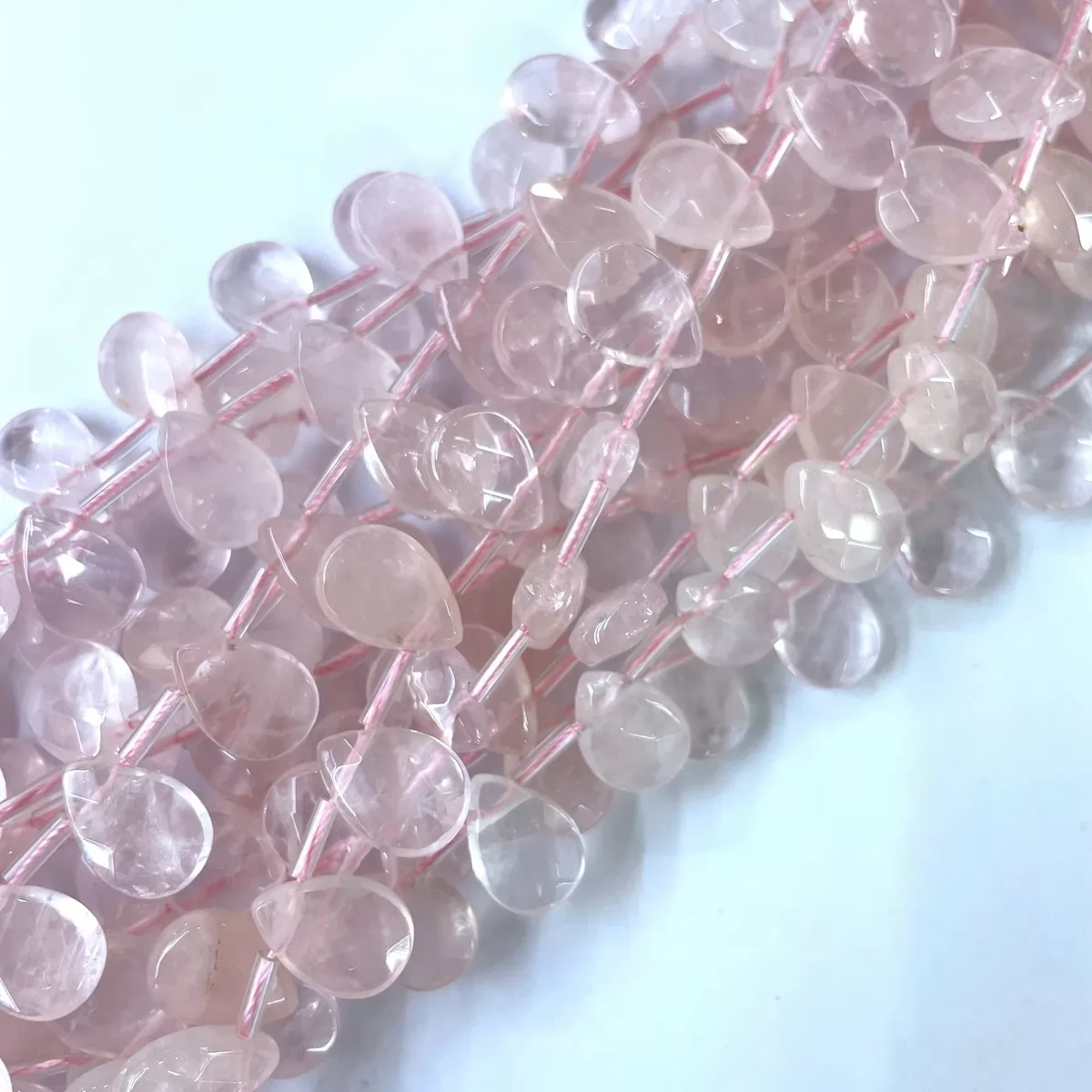 Rose Quartz, Faceted Drop, 13x18mm, Approx 380mm