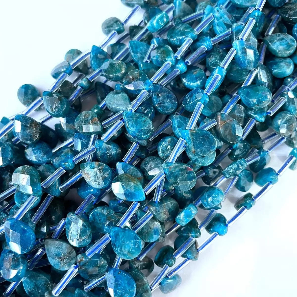 Apatite, Faceted Drop, 12x8mm, Approx 380mm