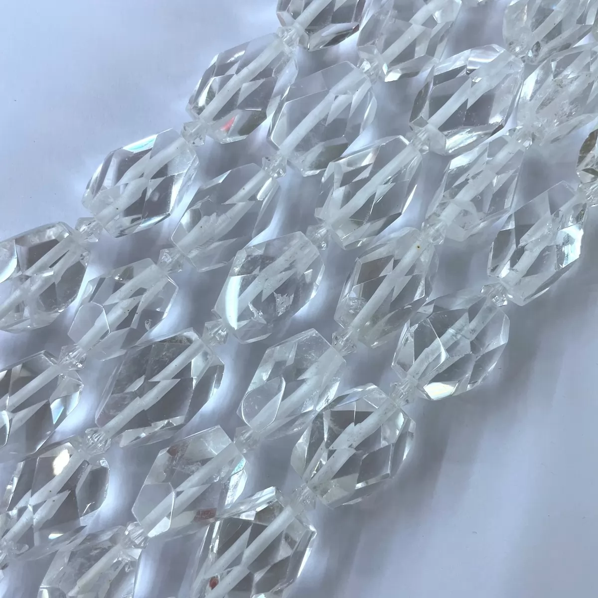 Crystal Quartz, Faceted Nuggets with Spacer,18x25mm, Approx 380mm