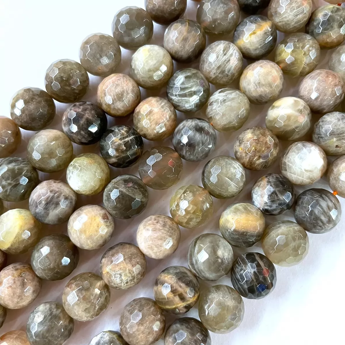 Black Moonstone, Faceted Round, Approx 4mm-12mm, Approx 380mm