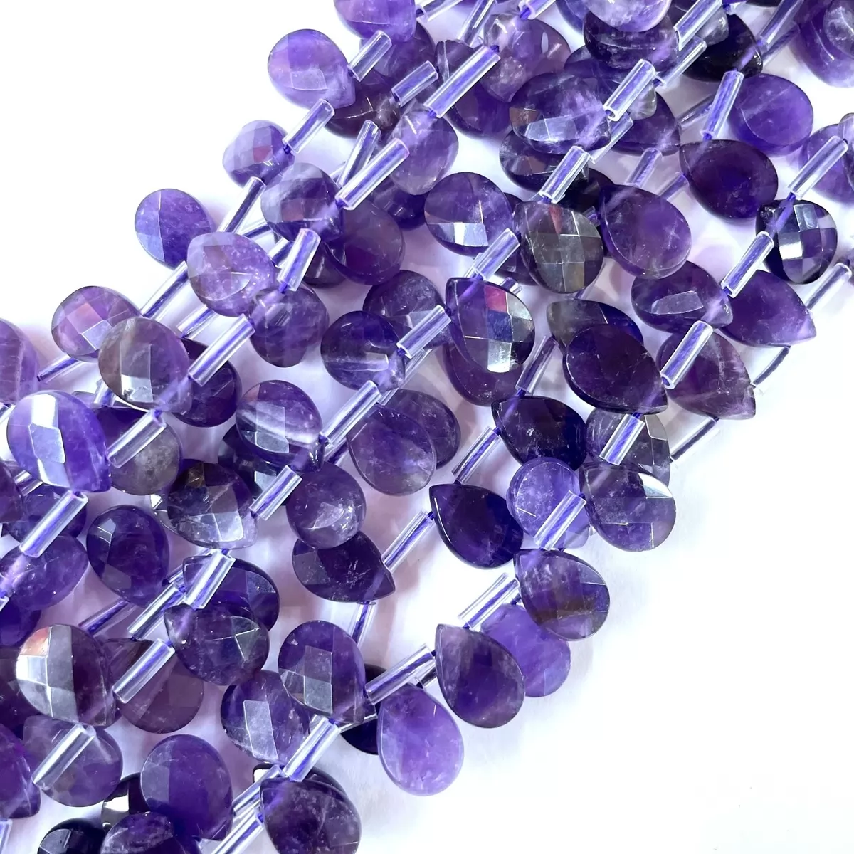 Light Amethyst, Faceted Drop, 12x8mm, Approx 380mm