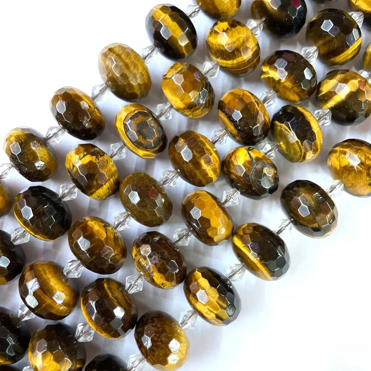 Yellow Tiger Eye, Faceted Rondelle,13x18mm, Approx 380mm