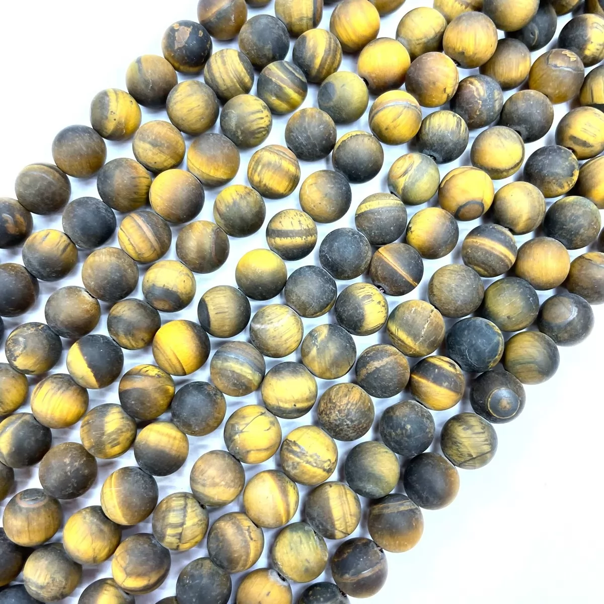 Yellow Tiger Eye, Matte Round,4-12mm, Approx 380mm