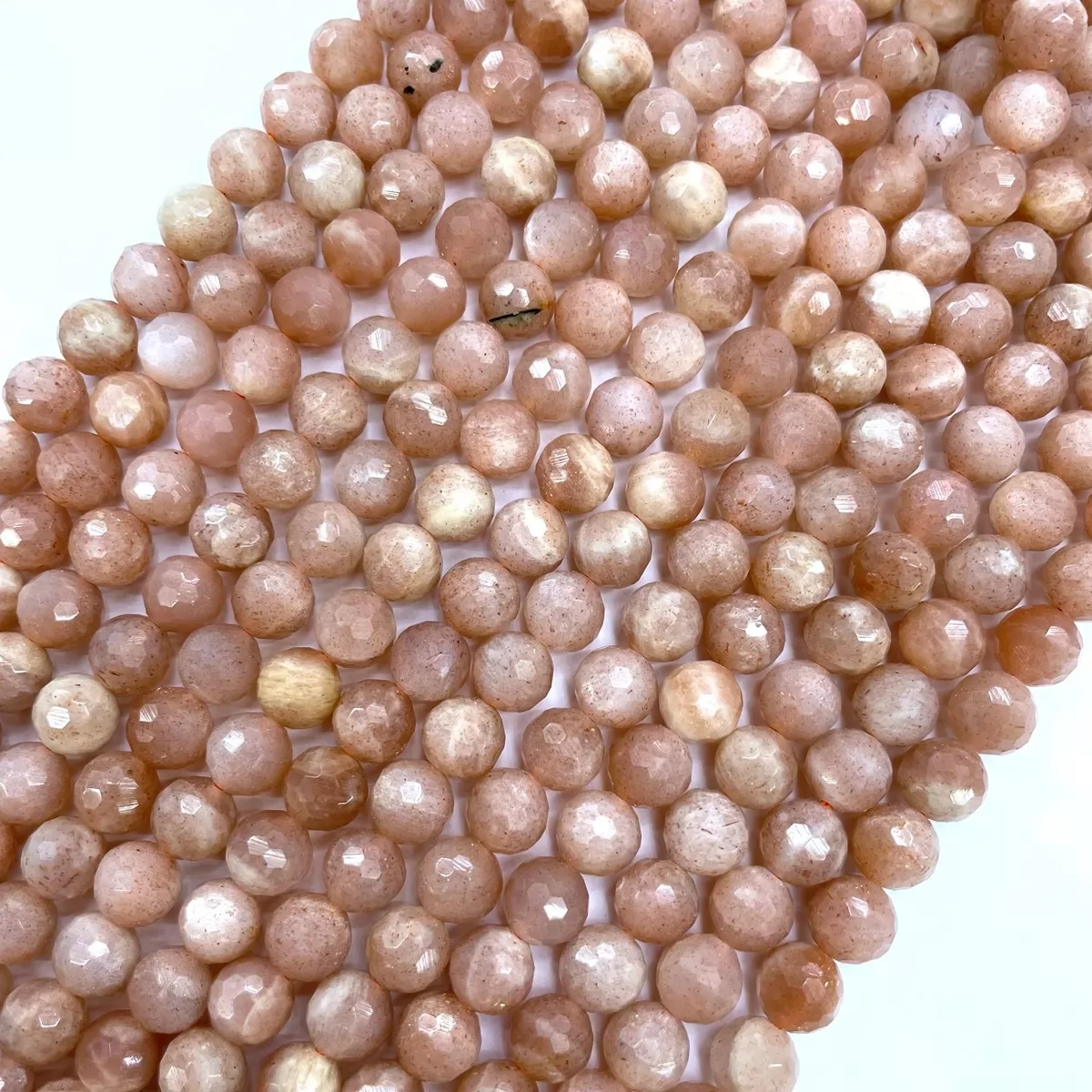 Peach Moonstone, Faceted Round,4-12mm, Approx 380mm