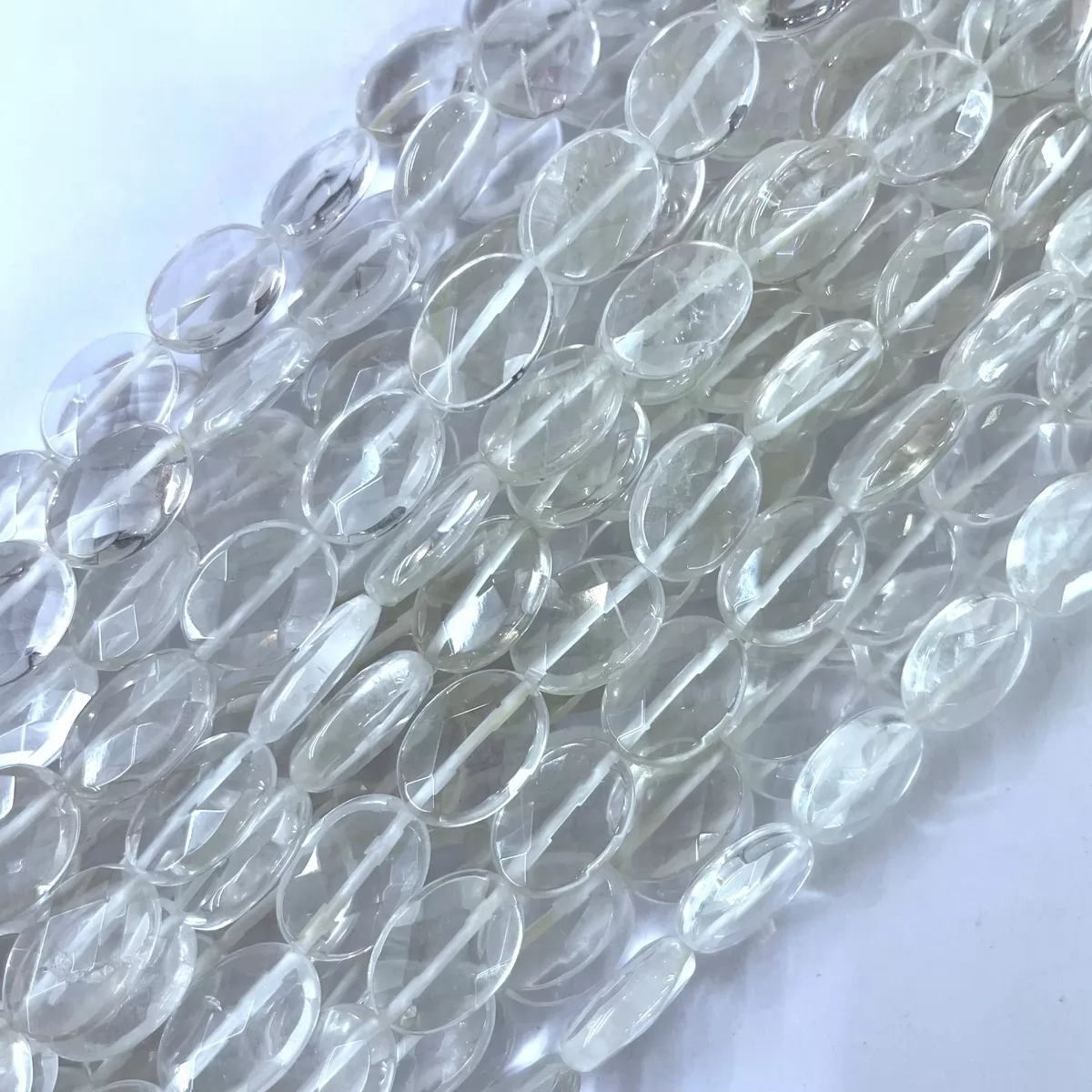 Crystal Quartz, Faceted Oval, 10X14mm, Approx 380mm
