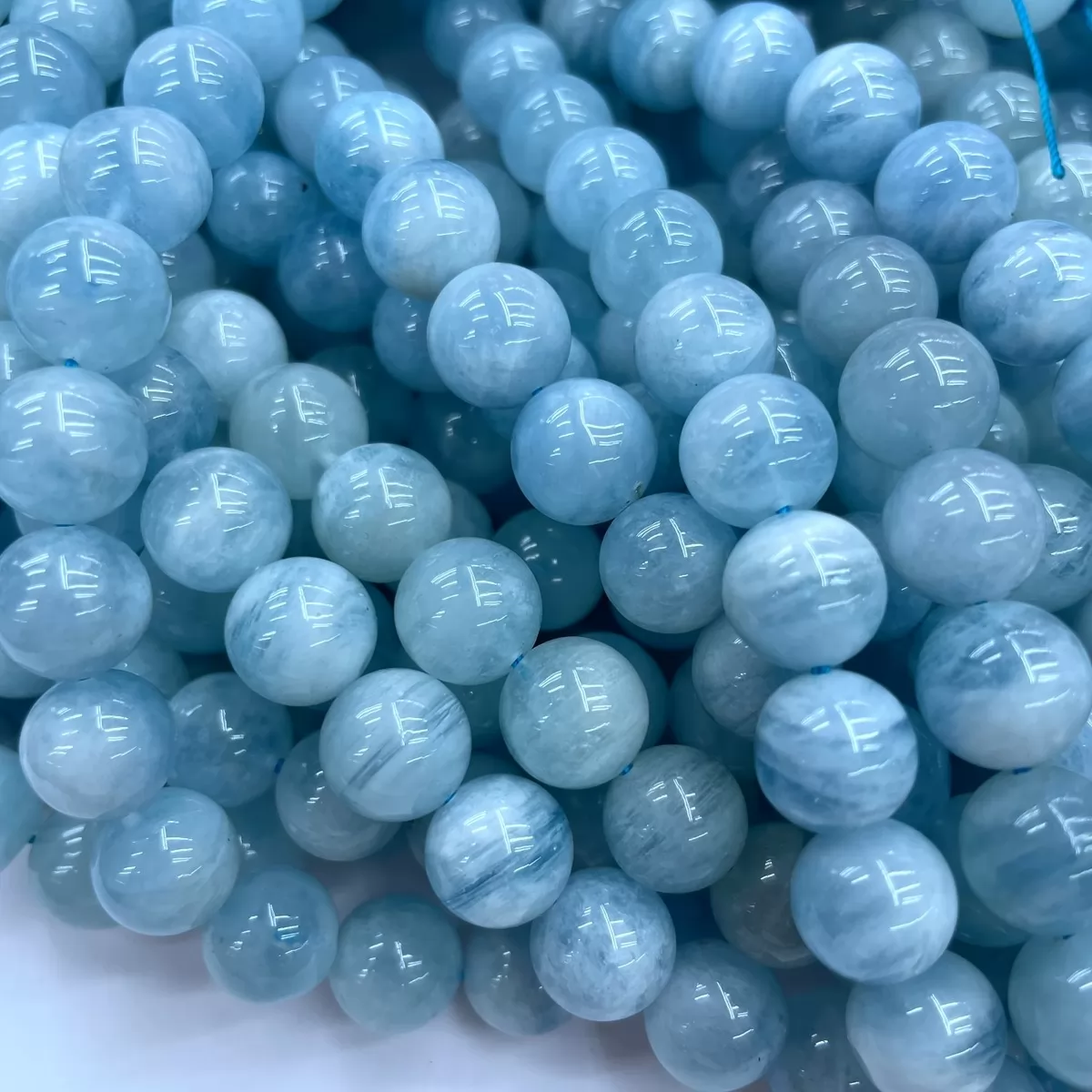 Aquamarine, Plain Round,4-12mm, Approx 380mm