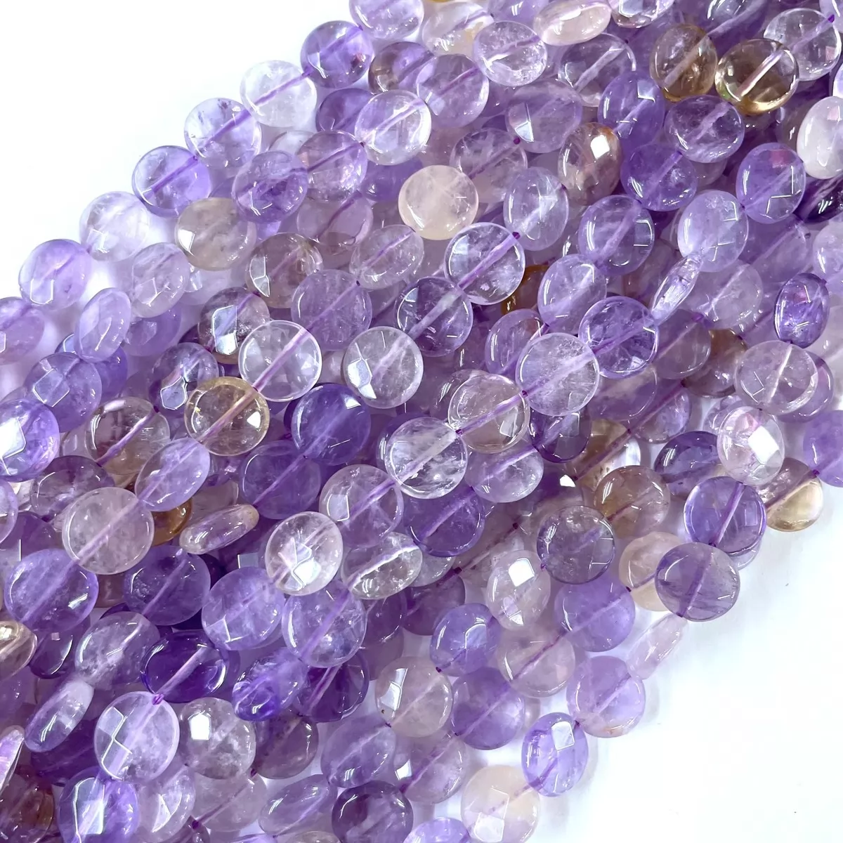 Ametrine, Faceted Coin, 12mm, Approx 380mm