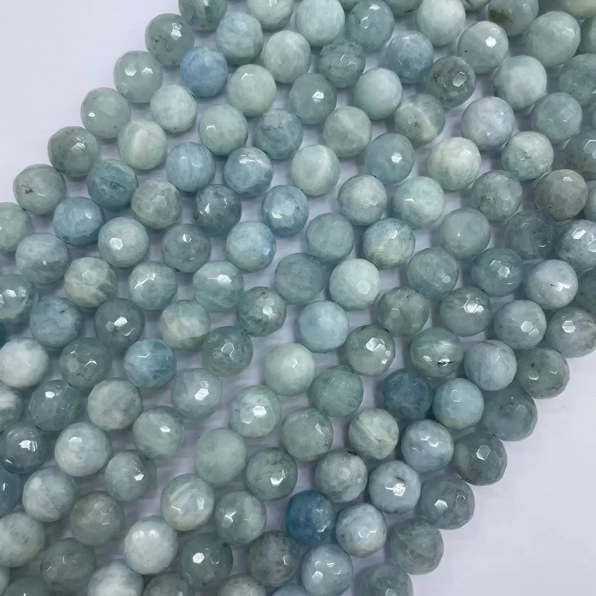 Blue Aquamarine, Faceted Round,4-12mm, Approx 380mm
