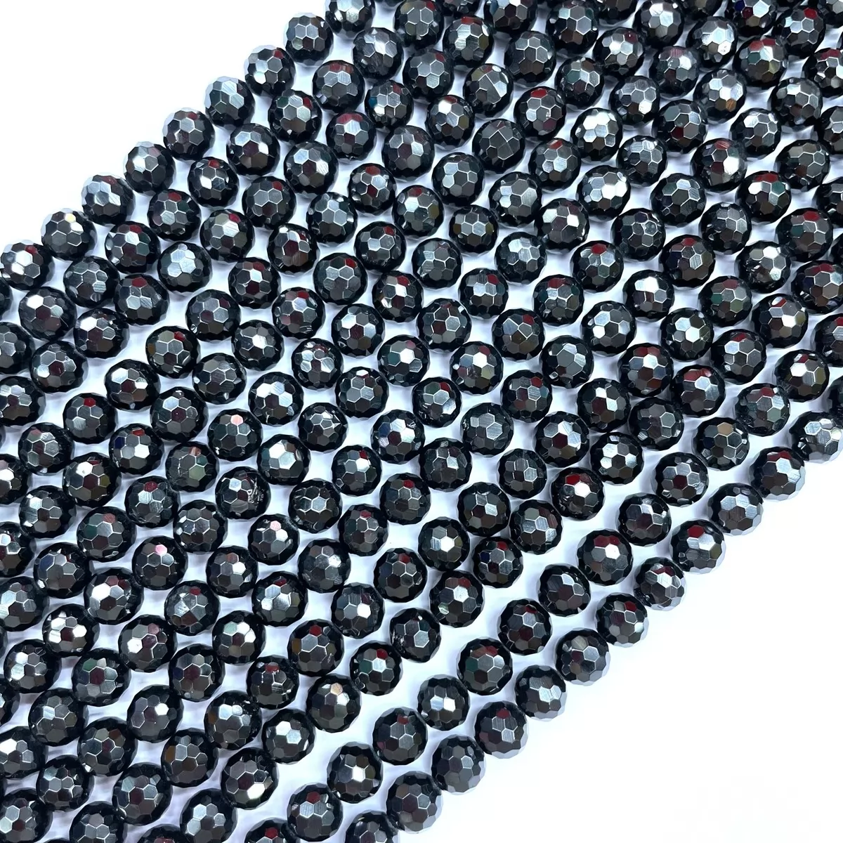 Black Spinel, Faceted Round,4-12mm, Approx 380mm