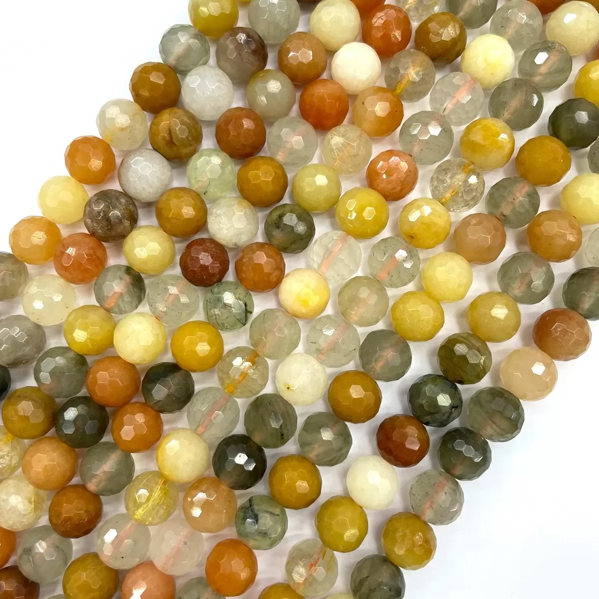 Multicolor Rutilated Quartz, Faceted Round,4-12mm, Approx 380mm