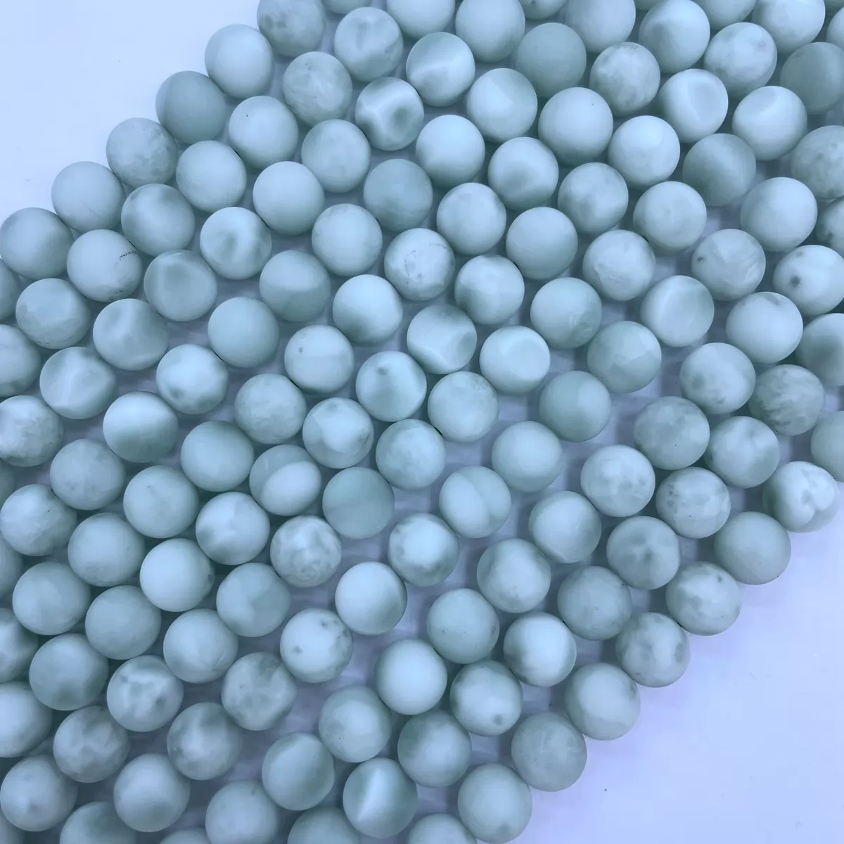 Green Angelite, Matte Round,4-12mm, Approx 380mm