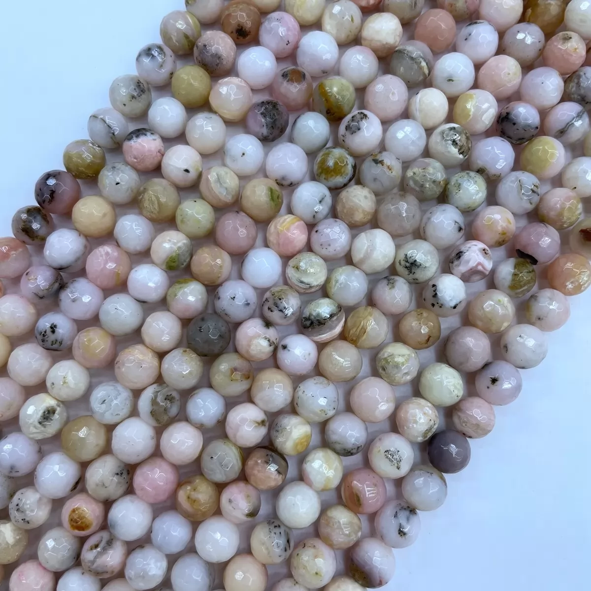 Pink Peruvian Opal, Faceted Round,4-12mm, Approx 380mm