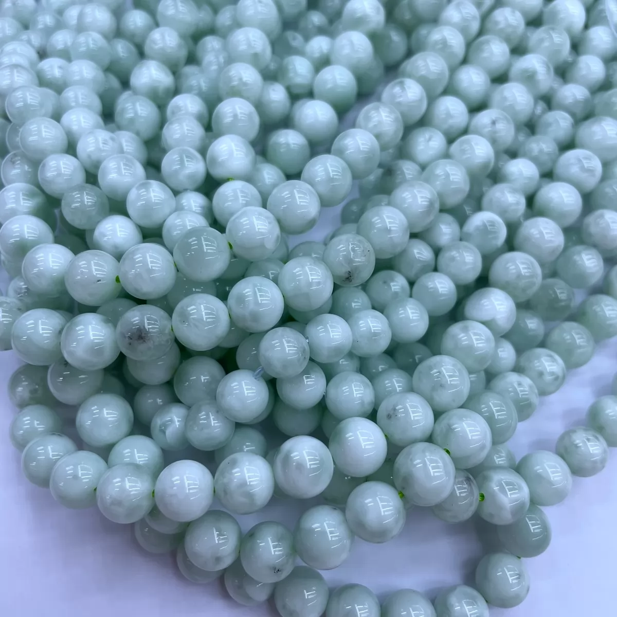 Green Angelite, Plain Round,4-12mm, Approx 380mm